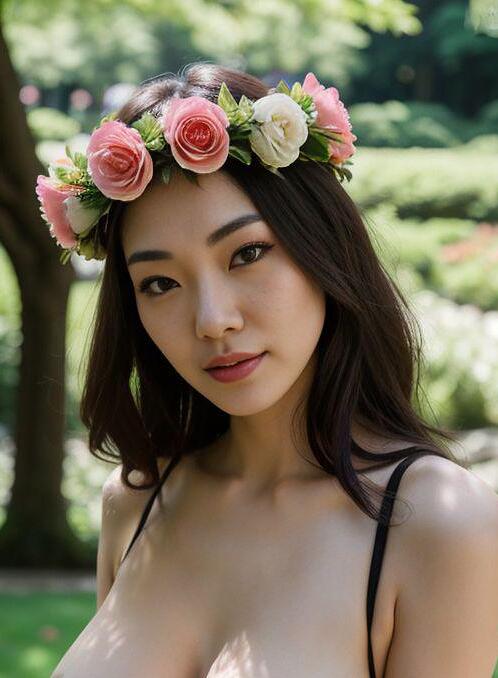 AI Porn Image of Public Garden Natural Japanese 1 Woman Fit Girl