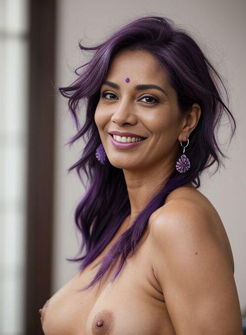 AI Porn Image of Indian Messy Stand Up Purple 40-50 Years Old