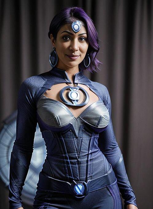AI Porn Image of Indian Stand Up Purple 1 Woman Happy