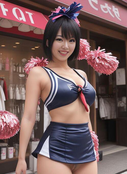 AI Porn Image of Totally Naked Blue 20-30 Years Old Japanese Cheerleader