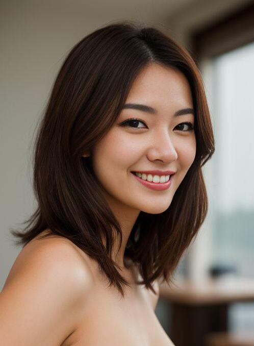 AI Porn Image of Brunette 18 Years Old Korean Smiling Teen (18+) Brown hair