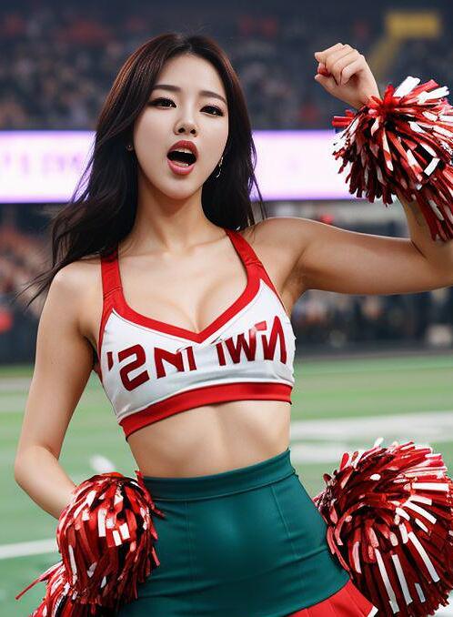 AI Porn Image of Korean Cheerleader Orgasm Natural Totally Naked