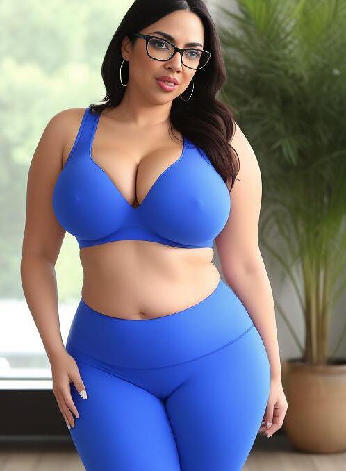 AI Porn Image of Glasses Chubby Straight Leggings Indian