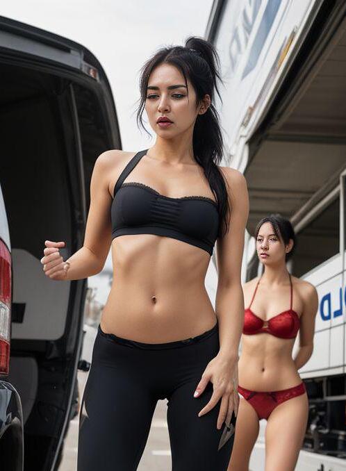 AI Porn Image of Korean Yoga Pants Ponytail Natural Show Pussy