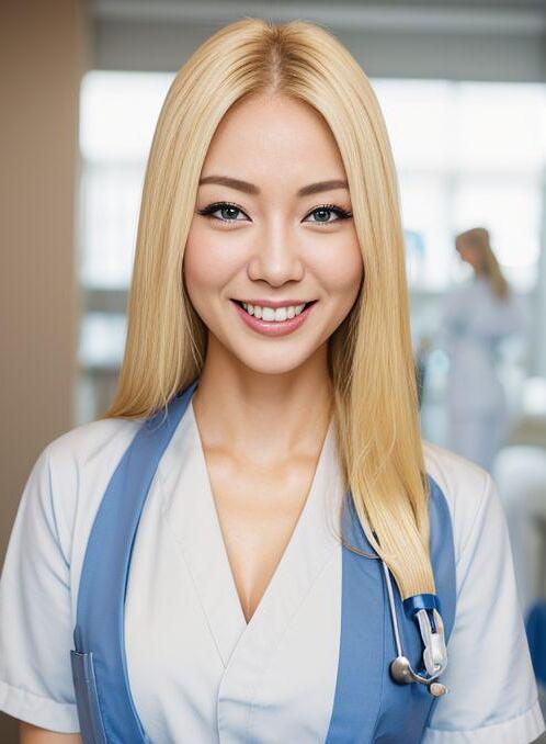 AI Porn Image of 18 Years Old Nurse Smiling Japanese Blonde Teen (18+) Blonde teen Blonde slut